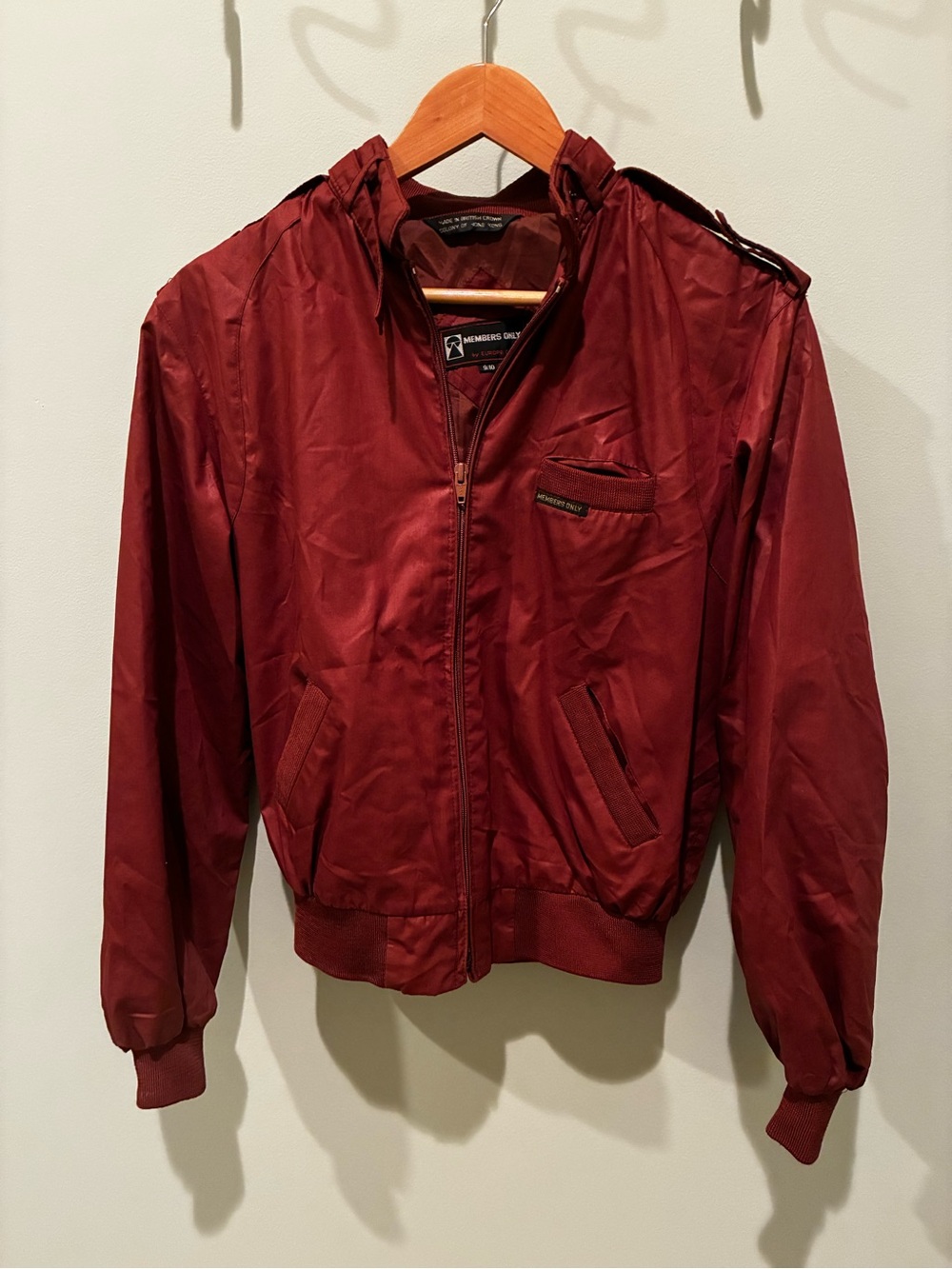Members Only Maroon Zip-Front Bomber Jacket